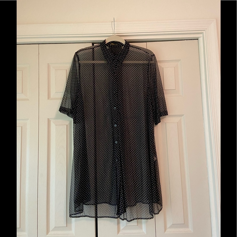 Gottex Bathing Suit Coverup Black and White Polka Dots